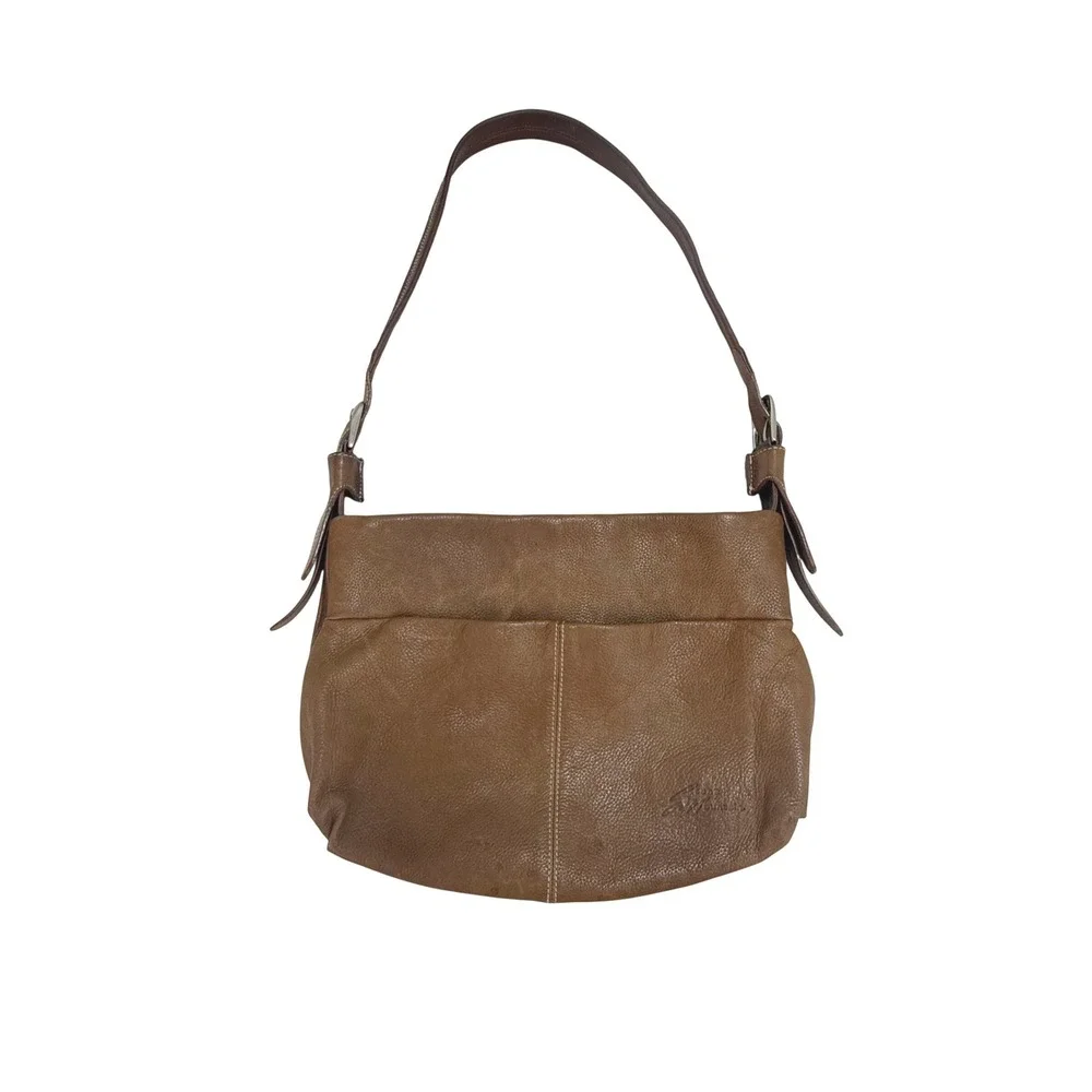 Stone Mountain Leather Shoulder Bag Medium Brown Buckle Strap Boho Classic Hobo
